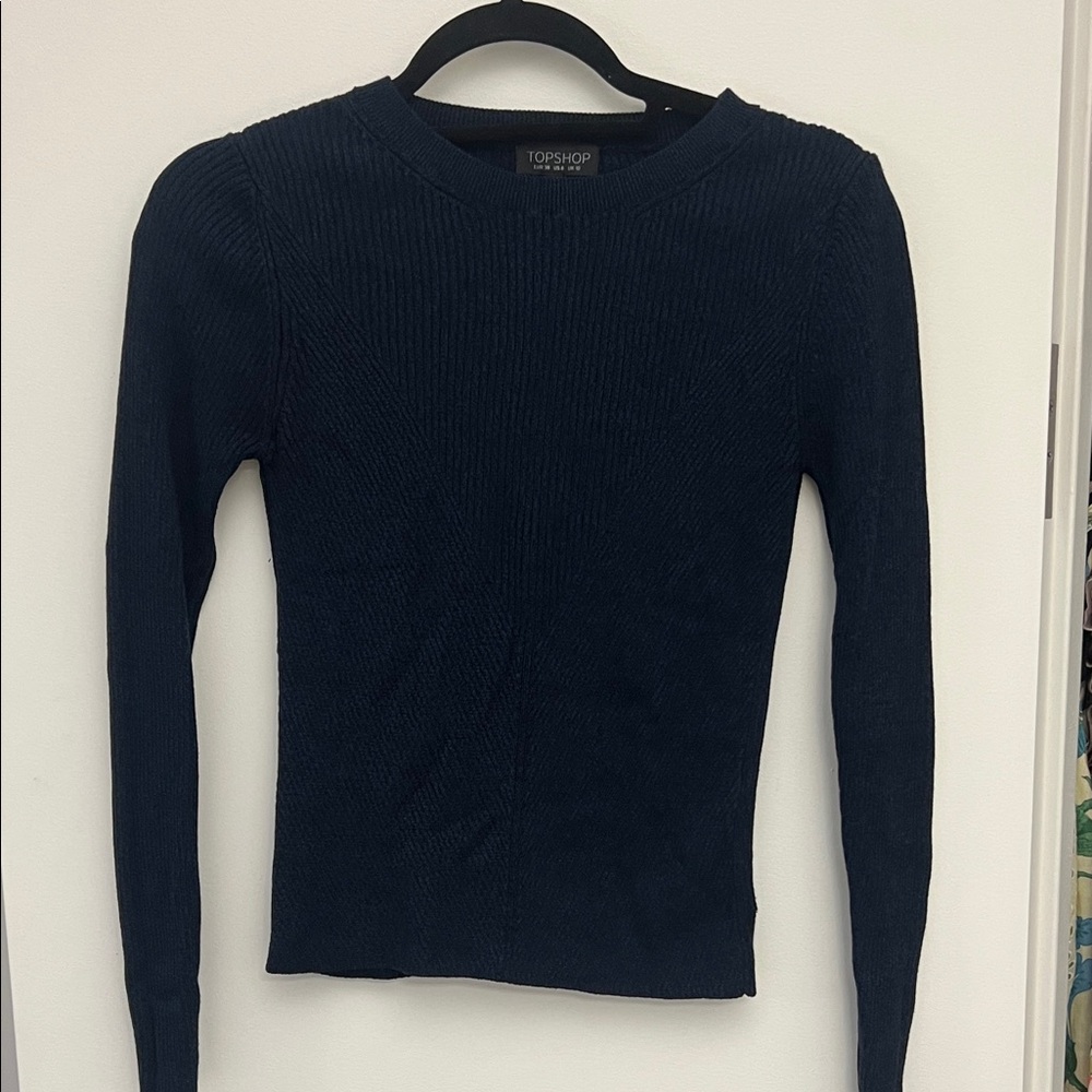 Topshop navy and black Crew Neck Sweater